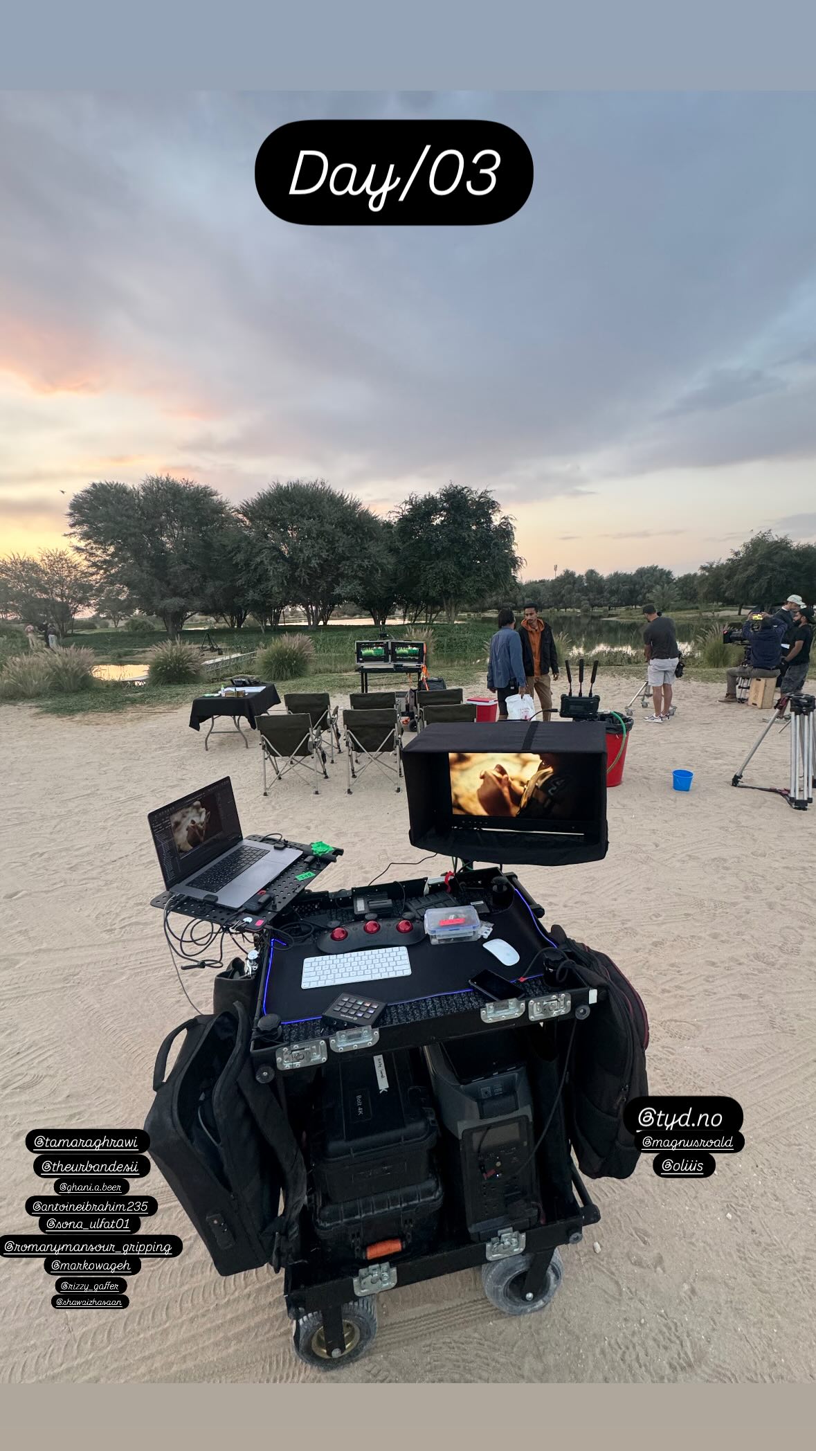DIT cart outdoors at dusk