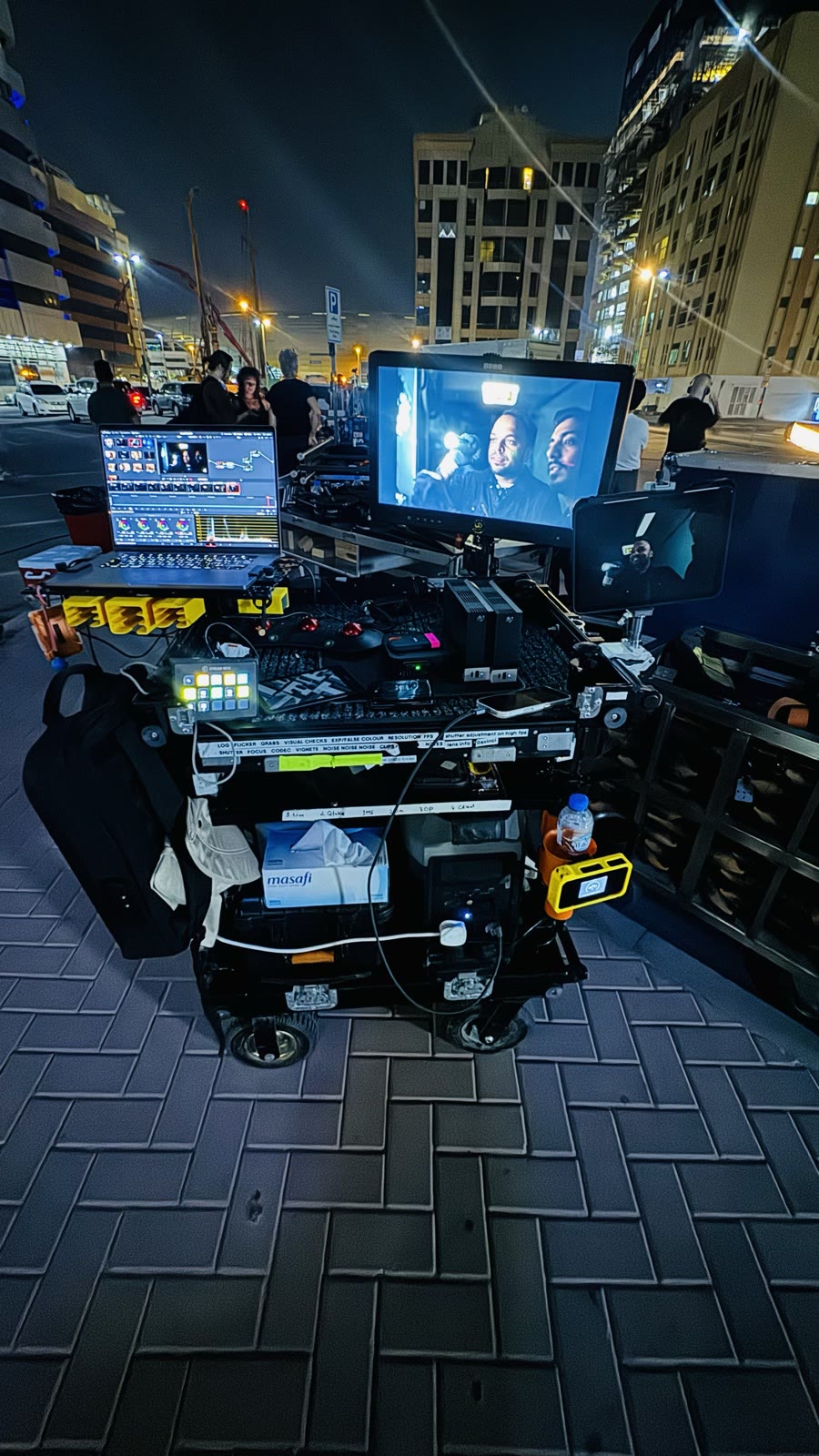 Umair's DIT cart: night exterior