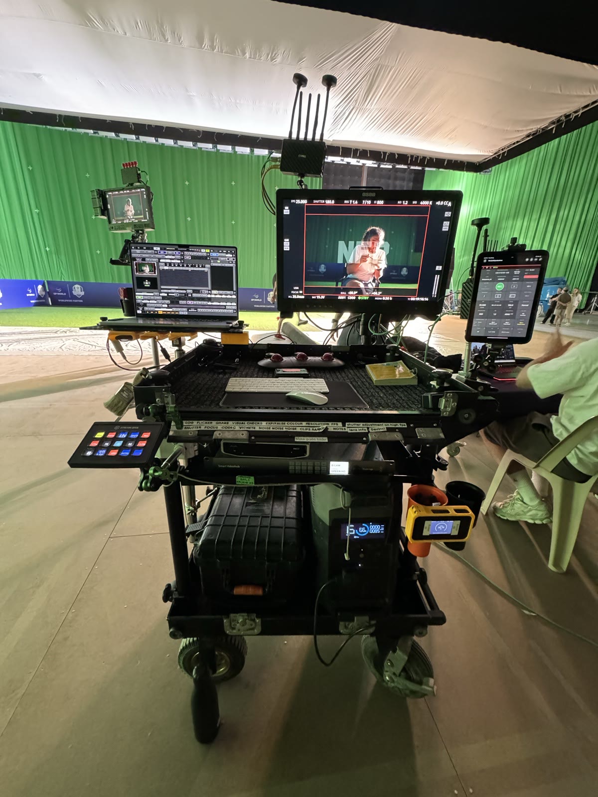 Umair's DIT cart: green screen studio