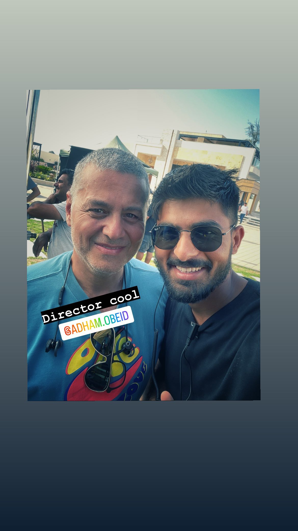 Umair Alam with director Adham Obeid on set