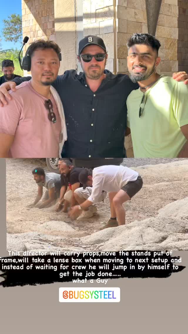 Umair Alam with director Bugsy Riverbank Steel on set