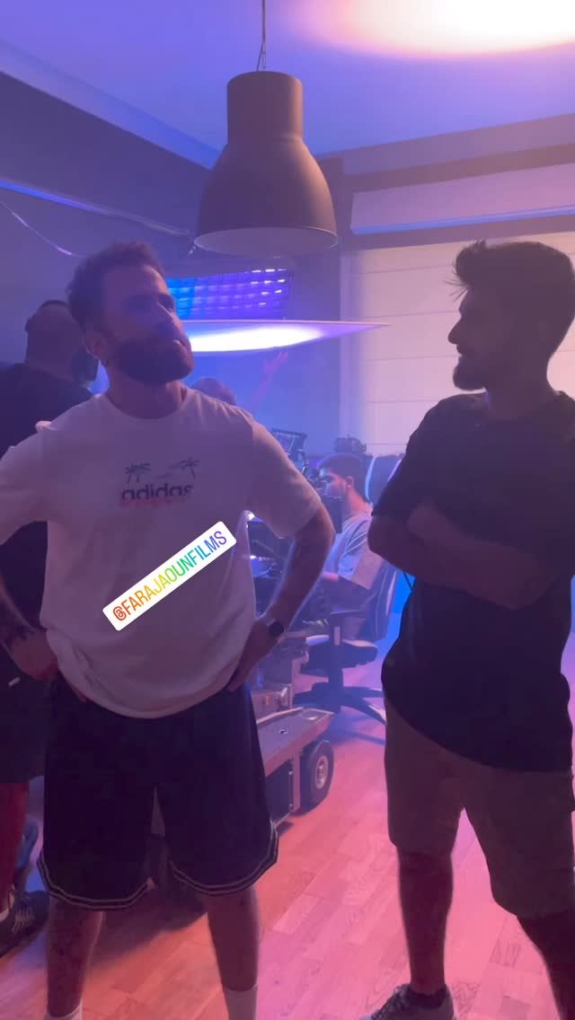 Umair Alam with director Faraj Aoun on set