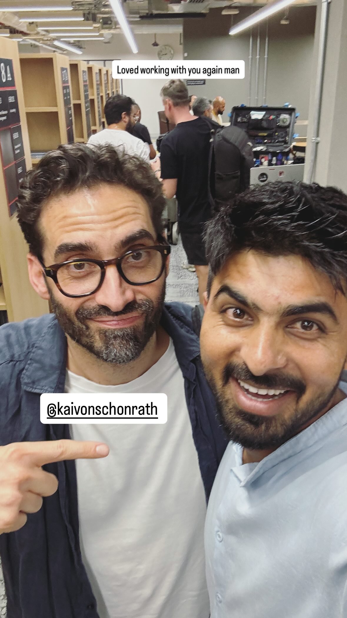 Umair Alam with director Kai Schonrath on set