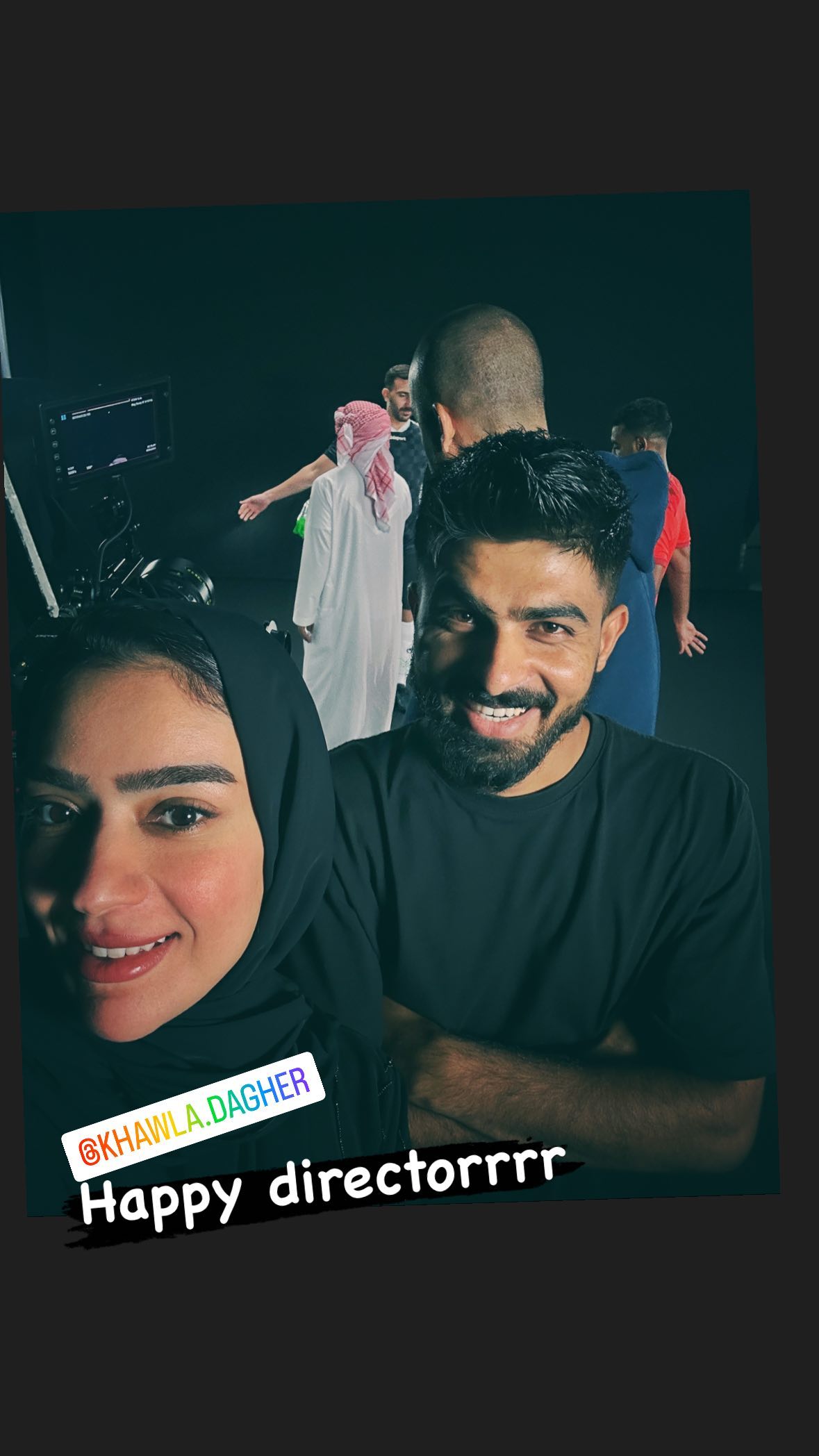 Umair Alam with director Khawla Almarzooqi on set