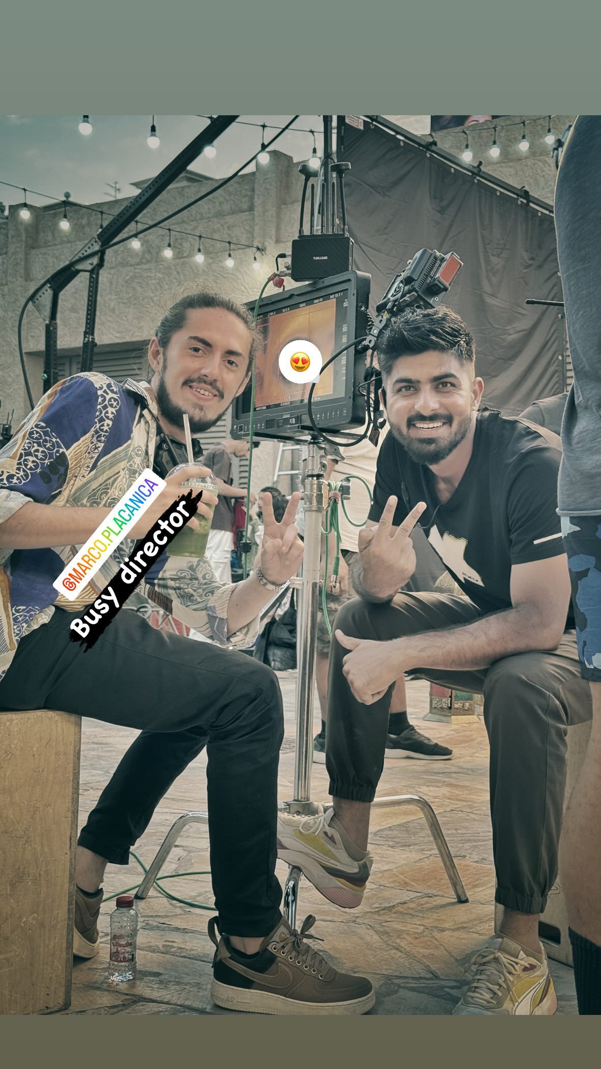 Umair Alam with director Marco Placanica on set