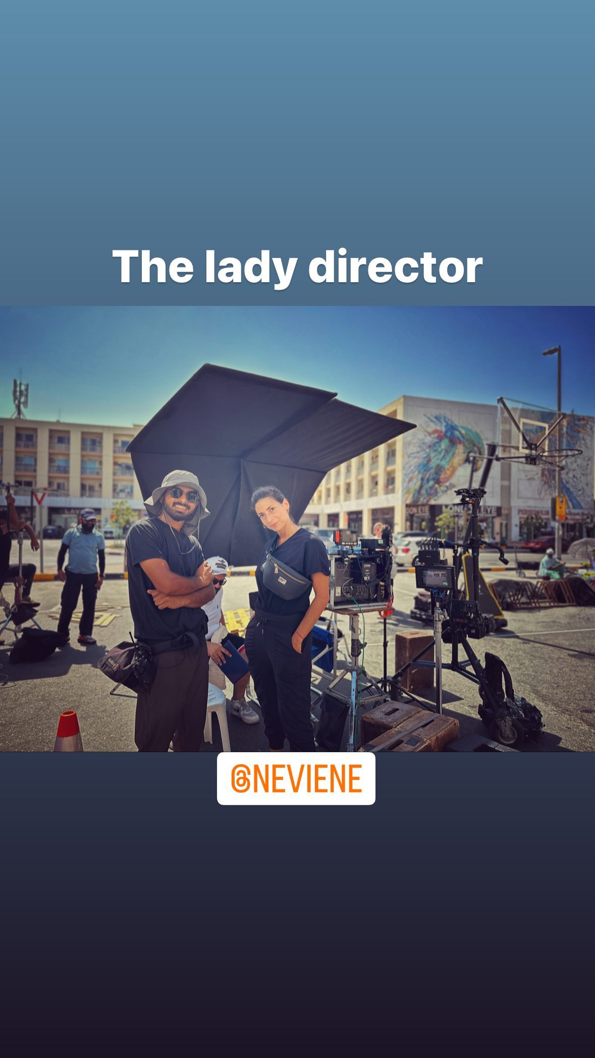 Umair Alam with director Neviene Ragab on set