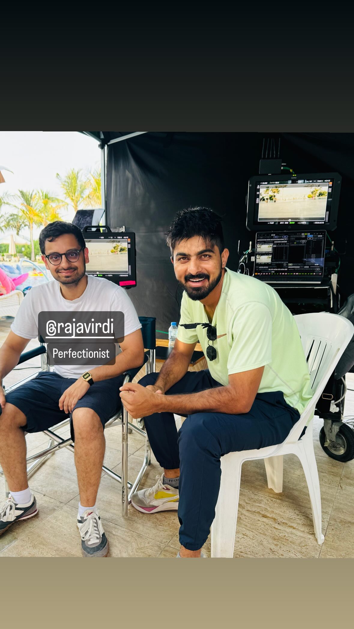Umair Alam with director Raja Virdi on set